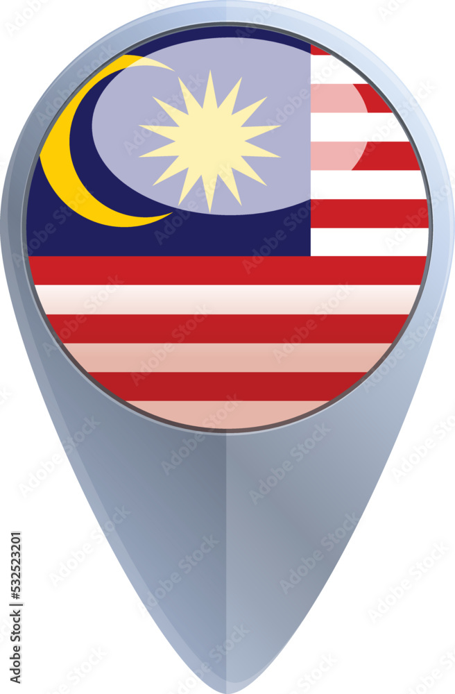 Malaysia location icon cartoon vector. Country flag. Republic nation Malaysia location icon cartoon vector. Country flag. Republic nation