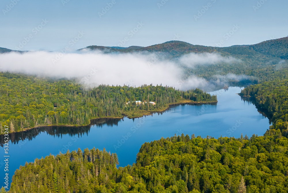 Boreal forest in summer. Aerial view of Mont Tremblant National Park, Quebec, Canada