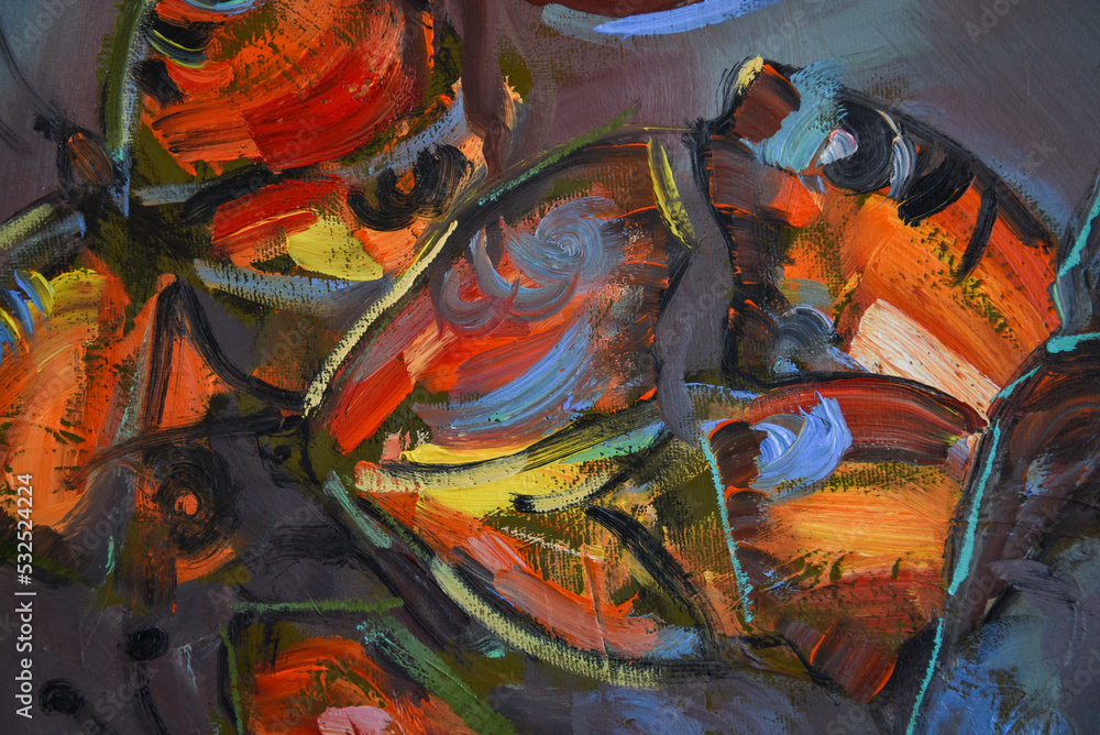 Close up detail of brushstrokes in acrylic and oil paint on an artist's palette. Close up detail of brushstrokes in acrylic and oil paint on an artist's palette.