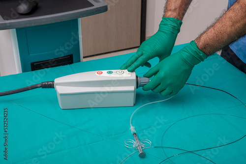 Optical coherence tomography (OCT) was performed measurement of coronary artery in cross-sectional and longitudinal view. photo