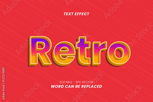 Editable Text Effects - Modern Retro Theme on Red Background 