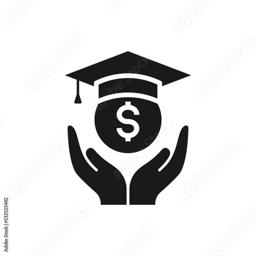 Student loan. Academic scholarship icon flat style isolated on white background. Vector illustration