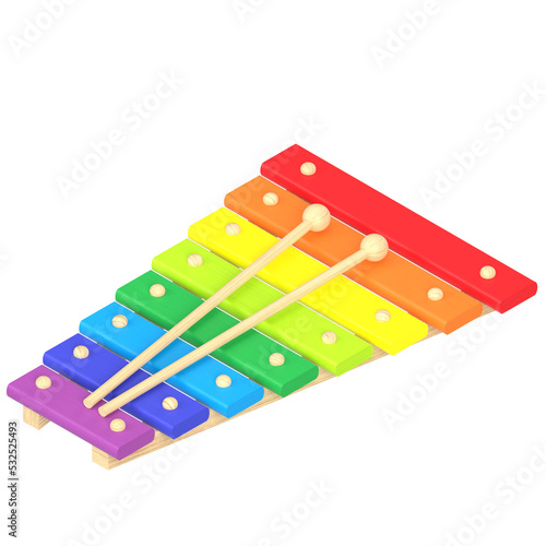 Photos 3d rendering illustration of a xylophone toy