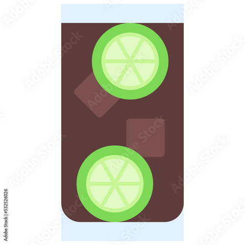 Cuba Libre Cocktail icon, Alcoholic mixed drink vector