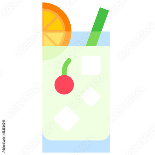 Tom Collins Cocktail icon, Alcoholic mixed drink vector