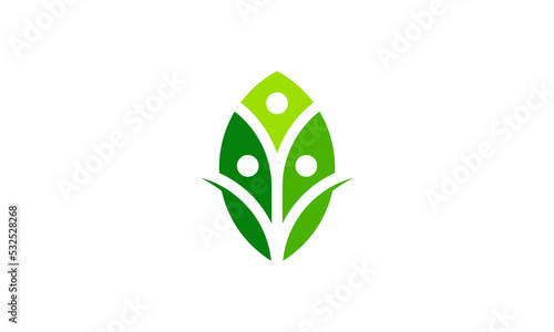 people and leaf logo, nature life concept icon design