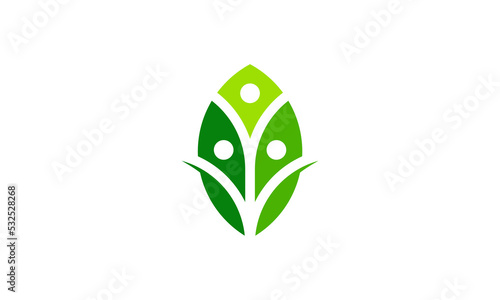 people and leaf logo, nature life concept icon design