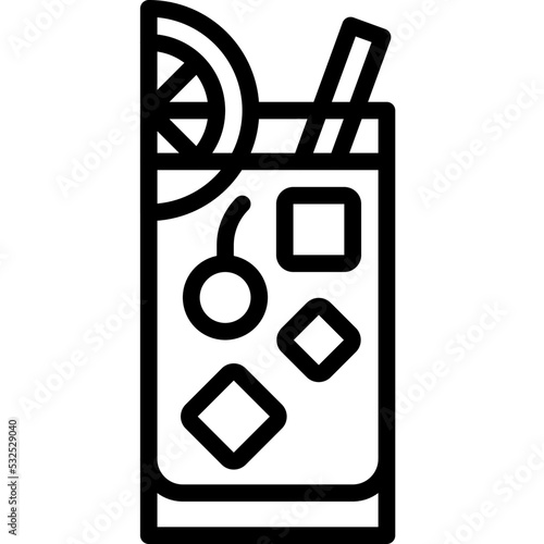 Tom Collins Cocktail icon, Alcoholic mixed drink vector