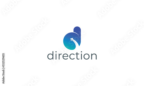 Letter d technological arrow motion and direction logo