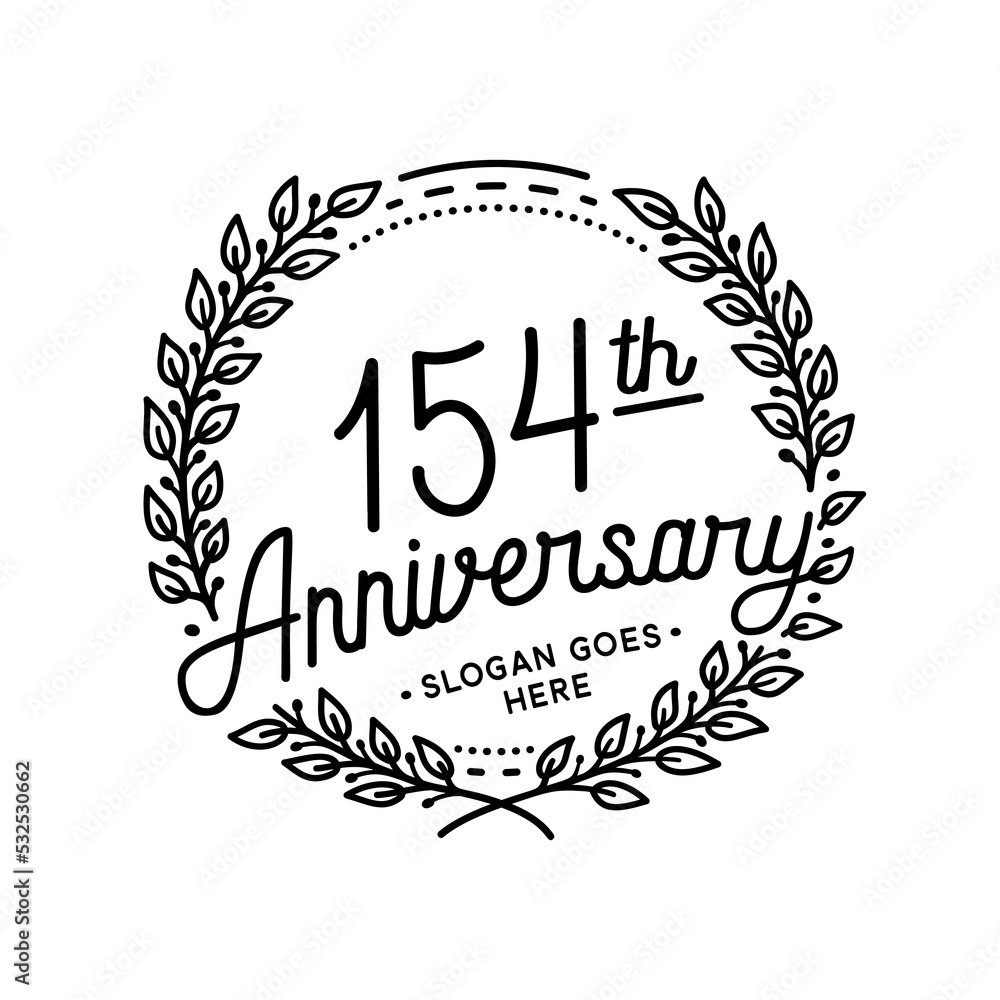 Obraz premium 154 years anniversary celebrations design template. 154th logo. Vector and illustrations. 