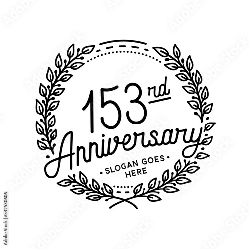 153 years anniversary celebrations design template. 153rd logo. Vector and illustrations. 