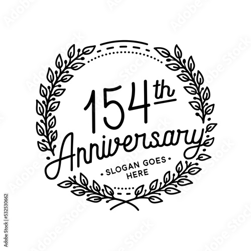 154 years anniversary celebrations design template. 154th logo. Vector and illustrations. 