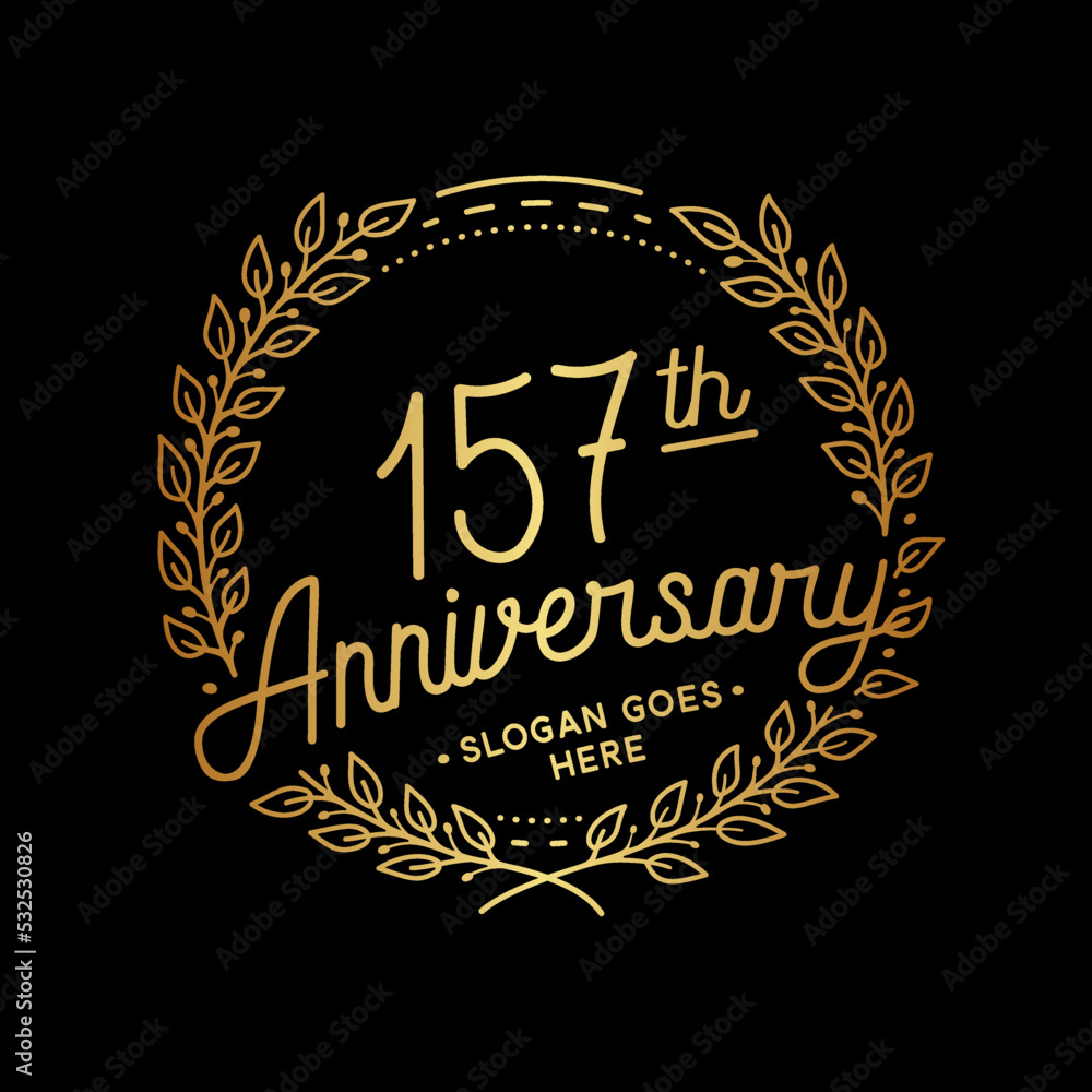 157 years anniversary celebrations design template. 157th logo. Vector and illustrations.
