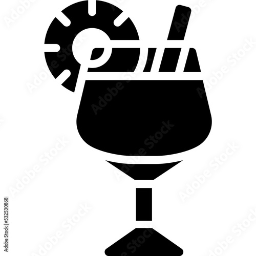 Chi Chi Cocktail icon, Alcoholic mixed drink vector
