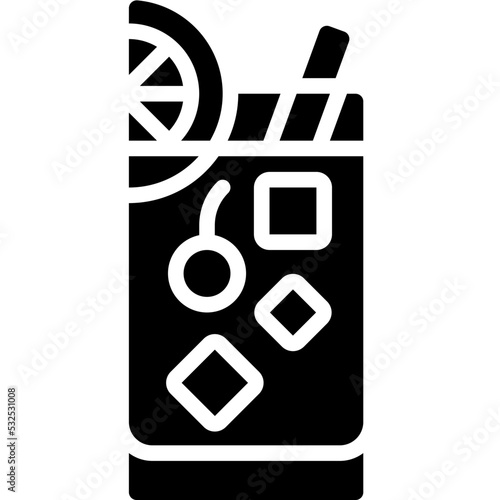 Tom Collins Cocktail icon, Alcoholic mixed drink vector