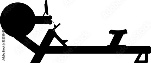 Rowing machine, Indoor rower for total body workout and cross trainer sport equipment realistic silhouette
