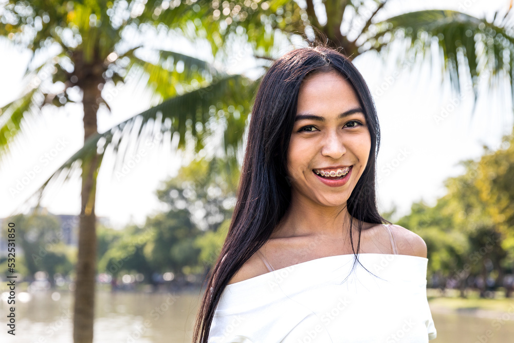 Pretty asian girl portrait at park in Bangkok Pretty asian girl portrait at park in Bangkok