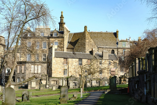 The grounds of Greyfriars Kirk, a church in Edinburgh. photo