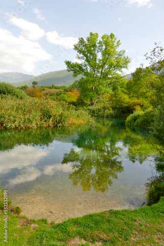 Bussi sul Tirino, fiume Tirino.Abruzzo, Italy