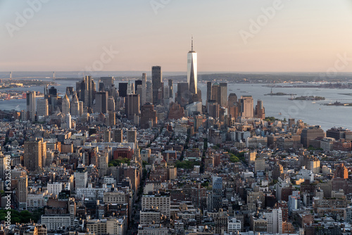 Panoramic view at high-rise buildings of Manhattan Island photo