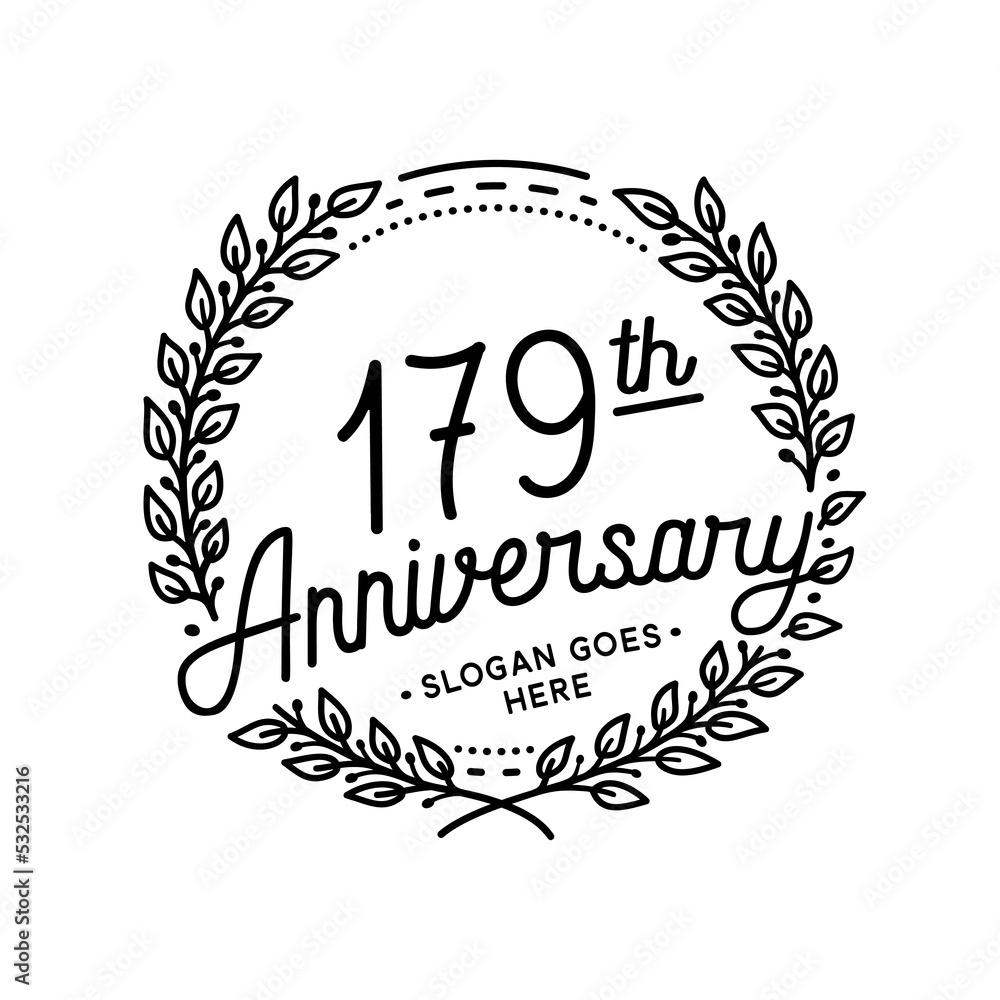 179 years anniversary celebrations design template. 179th logo. Vector and illustrations.
