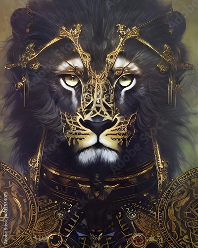 LIin with black fur, black lion