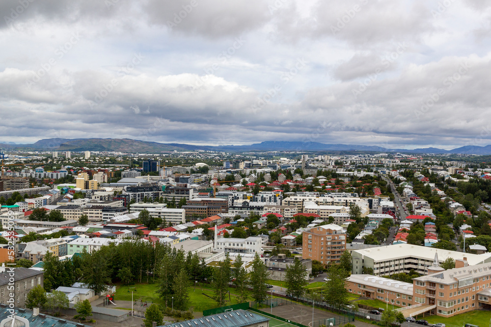 birds eye view over downtown reykjavik near the harbour birds eye view over downtown reykjavik near the harbour