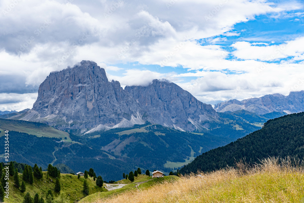 landscapes of the dolomites a cloudy day in Seceda
