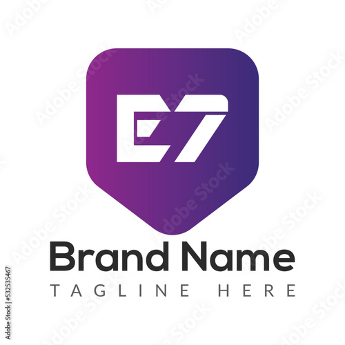 Abstract E7 letter modern initial logo design	
 photo