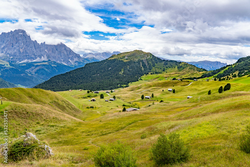 landscapes of the dolomites a cloudy day in Seceda
