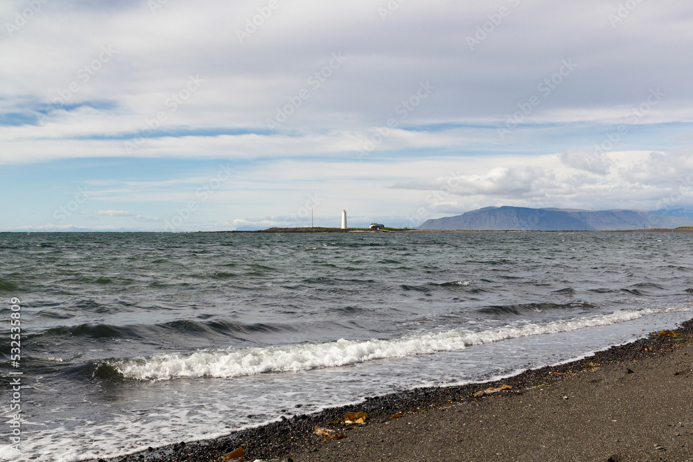 the Grotta Lighthouse near seltjarnarnes, reykjavik the Grotta Lighthouse near seltjarnarnes, reykjavik