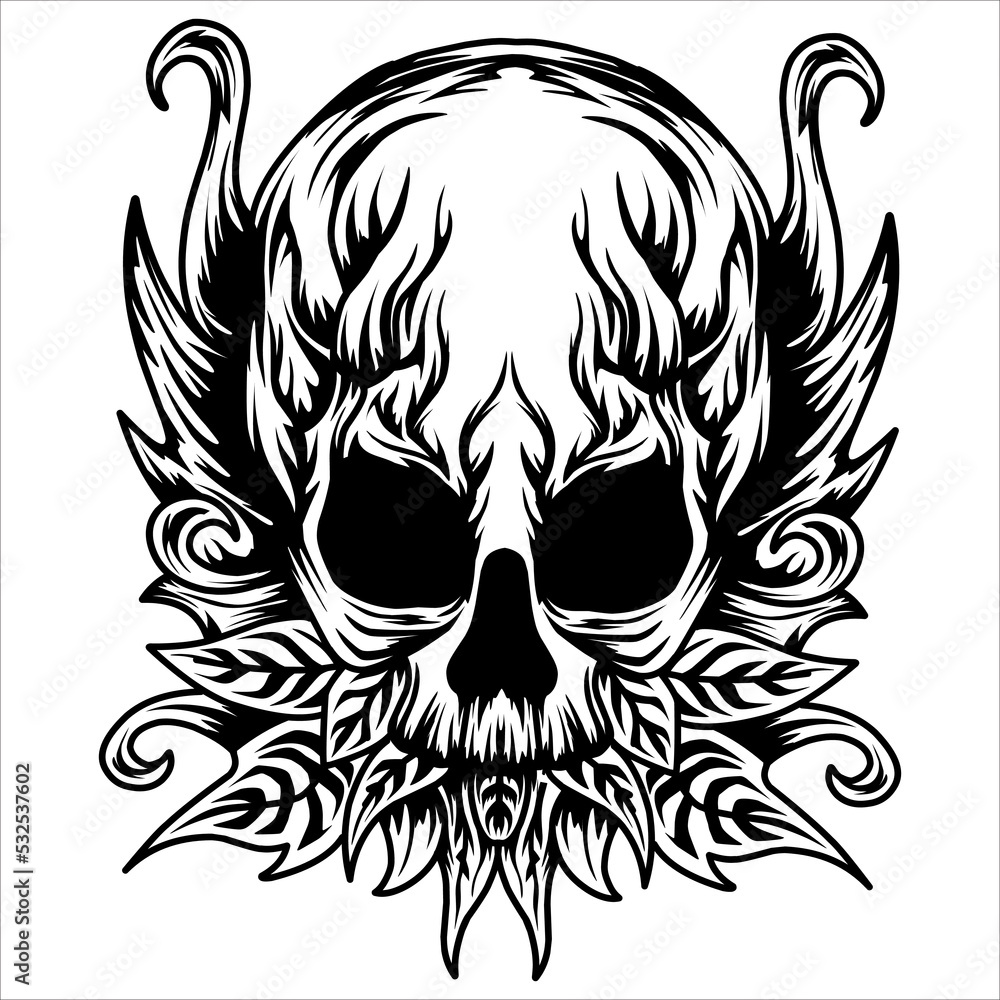 Obraz premium skul with floral tribal pattern