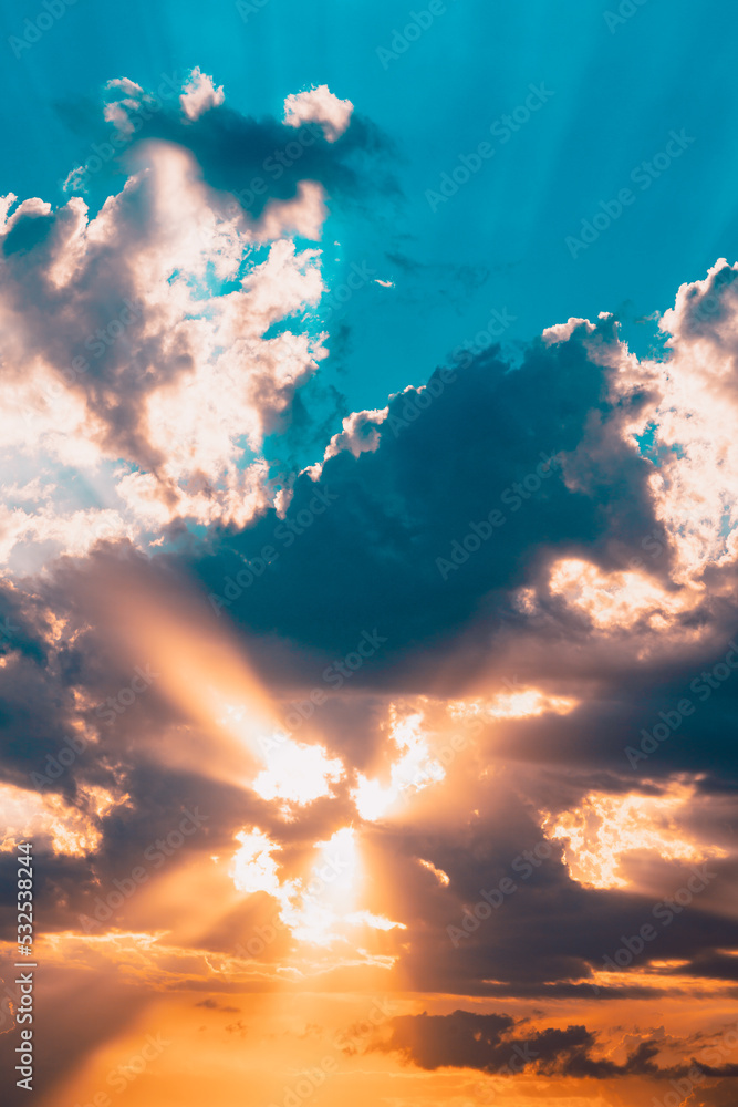 Sunset, dark clouds and sun light Sunset, dark clouds and sun light