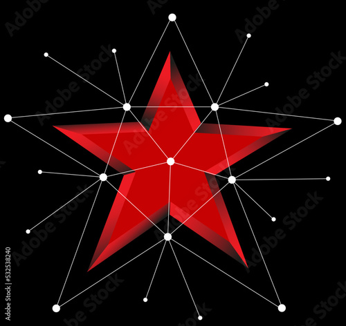 звезда в сетке 5, star, grid, 3d, facets