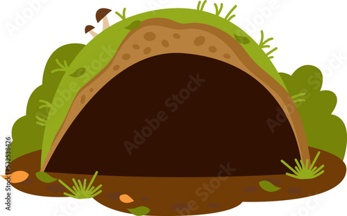 Wild animal burrow. Vector illustration