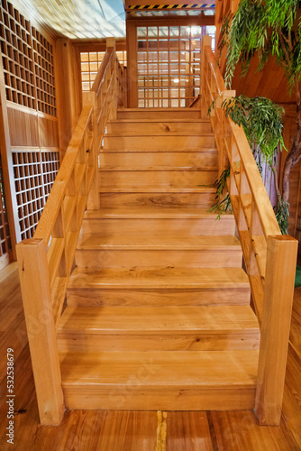 Wooden stairs in the building