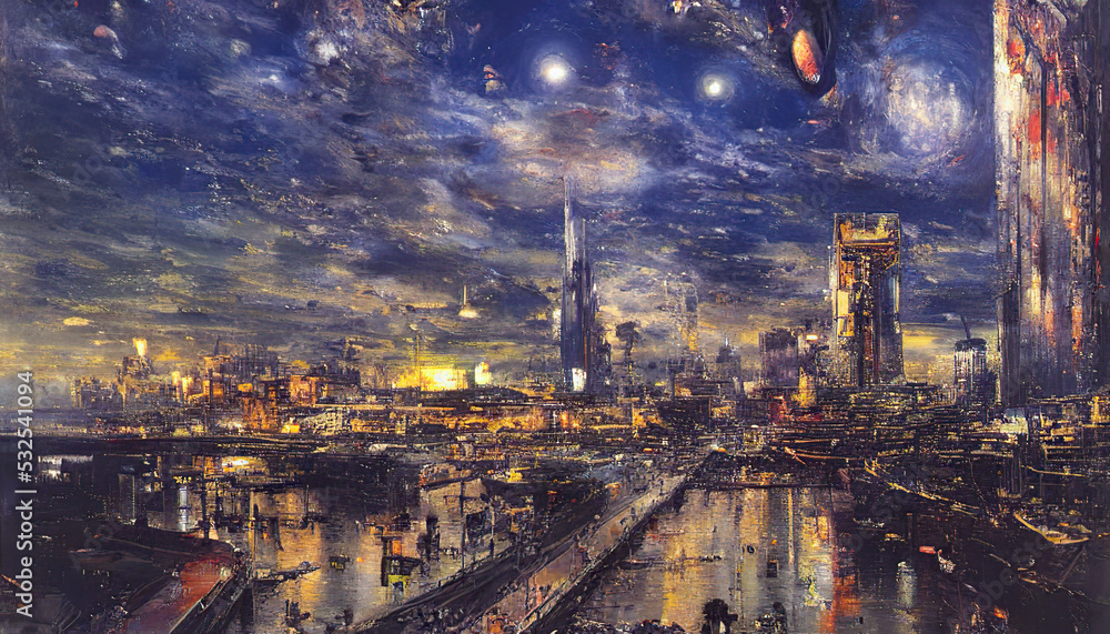Sci Fi city painting
