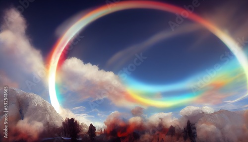 An illustration of a Circumhorizontal Arc, Ice Halos, Fire Rainbow photo