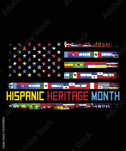 Hispanic Heritage Month Retro Vintage Flags T Shirt, Hispanic Retro Vintage Flag Shirt, Hispanic Flags USA Flag Shirt, Heritage Month Shirt Print Template 