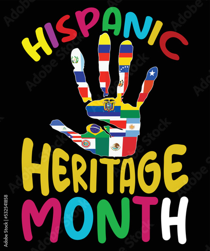 Hispanic Heritage Month Hand Flags T Shirt, Heritage Month Hand Flag Shirt, Hispanic Country's Shirt, Hispanic Heritage Month Shirt Print Template