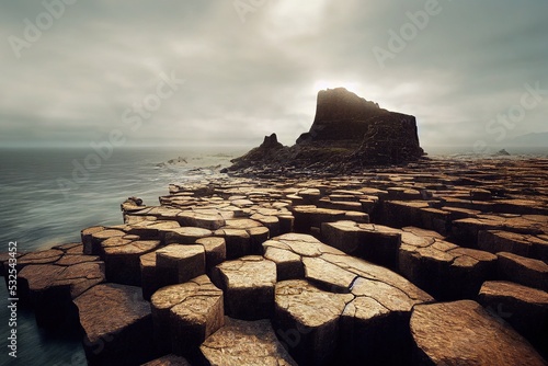 An illustration of the Giant Causeway in Ireland. photo