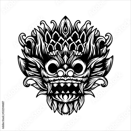 barong bali traditional mask illustration