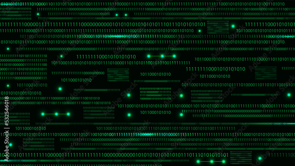 Green matrix on the dark background. Digital texture backdrop. Vector illustration.