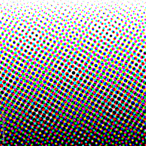 Colorful circles, gradient halftone background. Vector illustration.