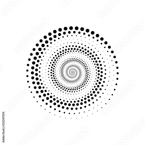Dot circle logo halftone background. Vector illustration. 