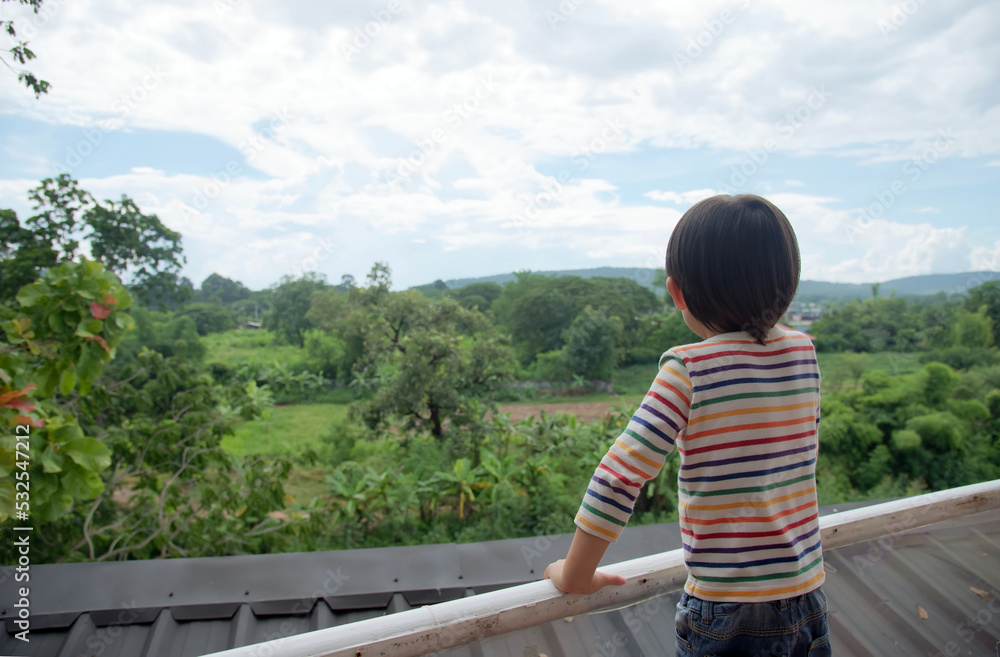 A preschooler looking view from the balcony