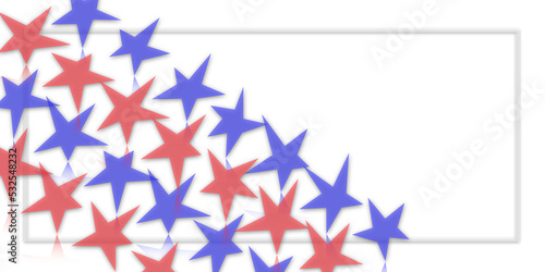 illustrazione di stelle rosse e blu con riflessi e cornice su sfondo trasparente photo