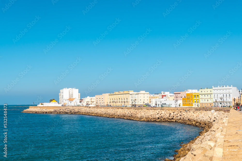 The coast in summer in the city of Cadiz. Andalusia
