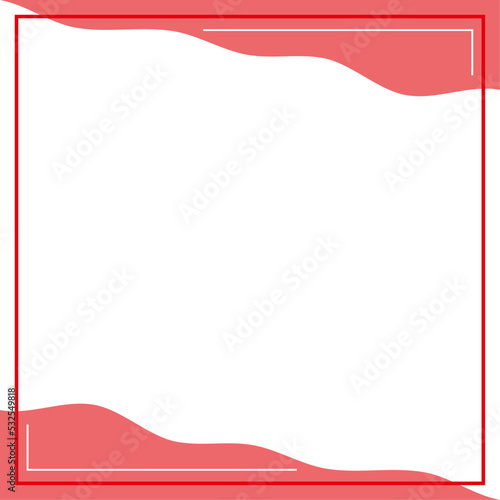 Red and white background color with stripe line and wavy shapes. Suitable for social media post and web internet ads. Template layout. Frame, boarder for text, picture, advertisement. Empty space. 