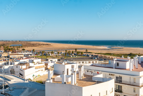 Aerial view of the Bateles beach in Conil de la Frontera from the Torre de Guzman, Cadiz. Andalusia photo
